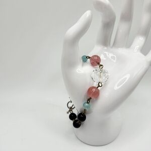 Gemstones and crystal dainty simple beautiful bracelet.  Sterling silver.